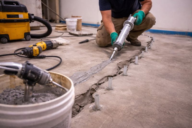 Cracked Basement Floor Repair in Pulaski, TN